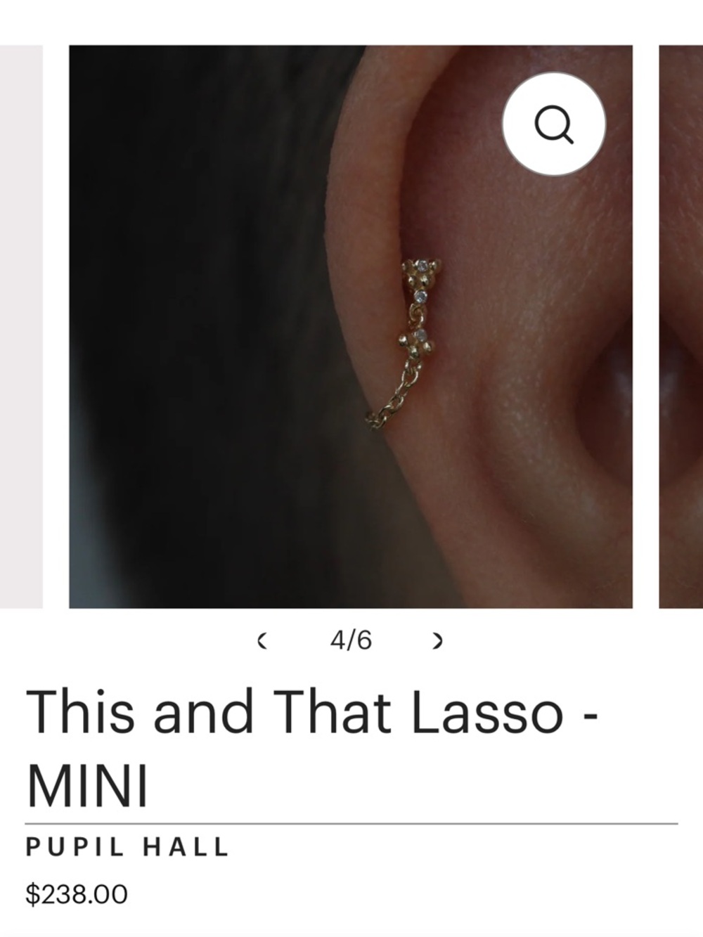 Pupil Hall “This and That Lasso” Mini Threadless Chain Earring – Rose Gold - Picture 3 of 7